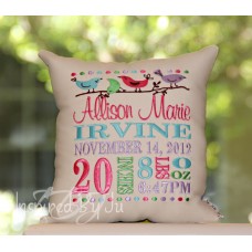 Little Birdies - Birth Announcement Pillow